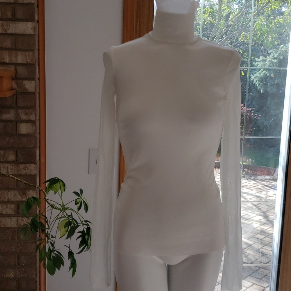 Free People Double Layer Mesh Turtleneck